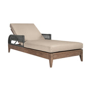 Orbit Outdoor Patio Chaise Lounge Chair in Weathered Eucalyptus Wood with Gray Rope and Taupe Olefin Cushions - Furniture City (CA)l