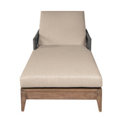 Orbit Outdoor Patio Chaise Lounge Chair in Weathered Eucalyptus Wood with Gray Rope and Taupe Olefin Cushions - Furniture City (CA)l