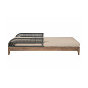 Orbit Outdoor Patio Chaise Lounge Chair in Weathered Eucalyptus Wood with Gray Rope and Taupe Olefin Cushions - Furniture City (CA)l