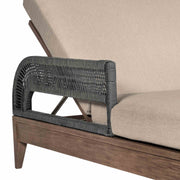 Orbit Outdoor Patio Chaise Lounge Chair in Weathered Eucalyptus Wood with Gray Rope and Taupe Olefin Cushions - Furniture City (CA)l