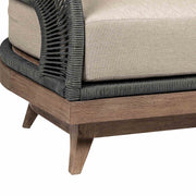 Orbit Swivel Outdoor Patio Chair in Weathered Eucalyptus Wood with Gray Rope and Taupe Olefin Cushions - Furniture City (CA)l