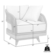 Orbit Swivel Outdoor Patio Chair in Weathered Eucalyptus Wood with Gray Rope and Taupe Olefin Cushions - Furniture City (CA)l