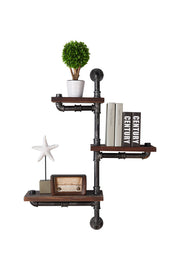 30" Orton Industrial Pine Wood Floating Wall Shelf in Gray and Walnut Finish - Furniture City (CA)l