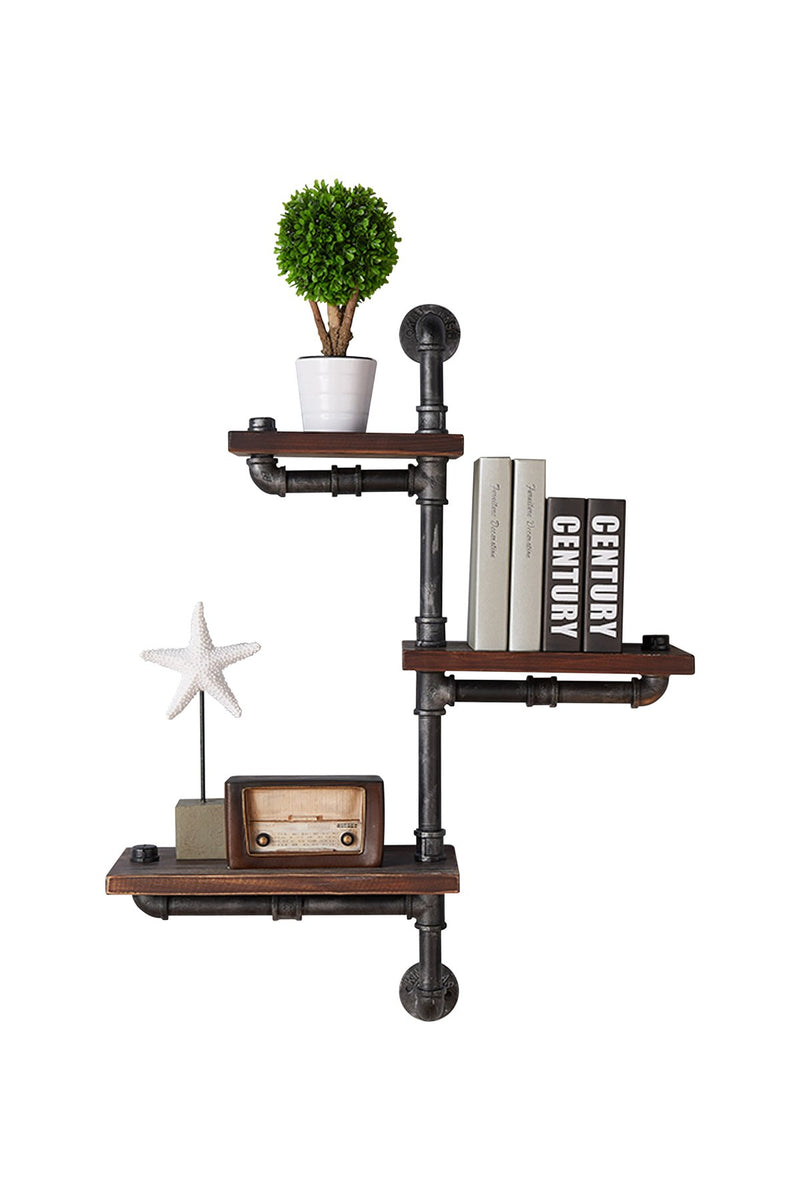 30" Orton Industrial Pine Wood Floating Wall Shelf in Gray and Walnut Finish - Furniture City (CA)l