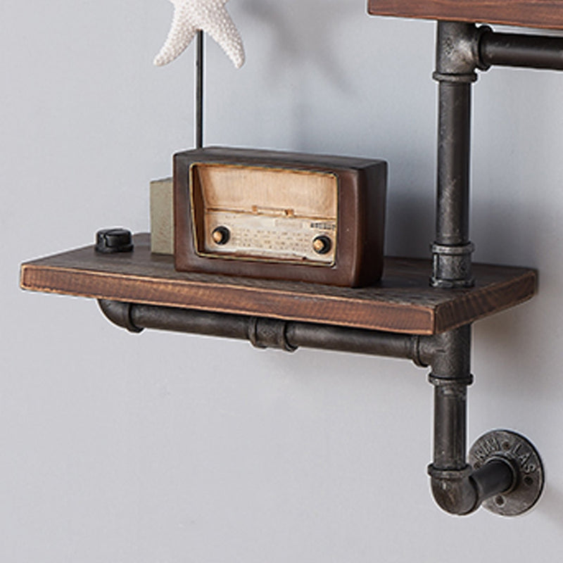 30" Orton Industrial Pine Wood Floating Wall Shelf in Gray and Walnut Finish - Furniture City (CA)l