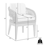 Orbit Outdoor Patio Dining Chair in Weathered Eucalyptus Wood with Gray Rope and Taupe Olefin Cushions - Furniture City (CA)l