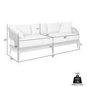 Orbit Outdoor Patio Sofa in Weathered Eucalyptus Wood with Gray Rope and Taupe Olefin Cushions - Furniture City (CA)l