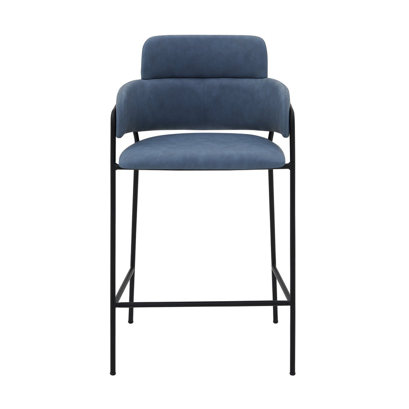 Oshen 26" Blue Faux Leather and Metal Counter Height Bar Stool - Furniture City (CA)l