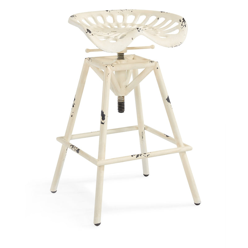 Osbourne Adjustable Industrial Metal Barstool in Antique White finish - Furniture City (CA)l