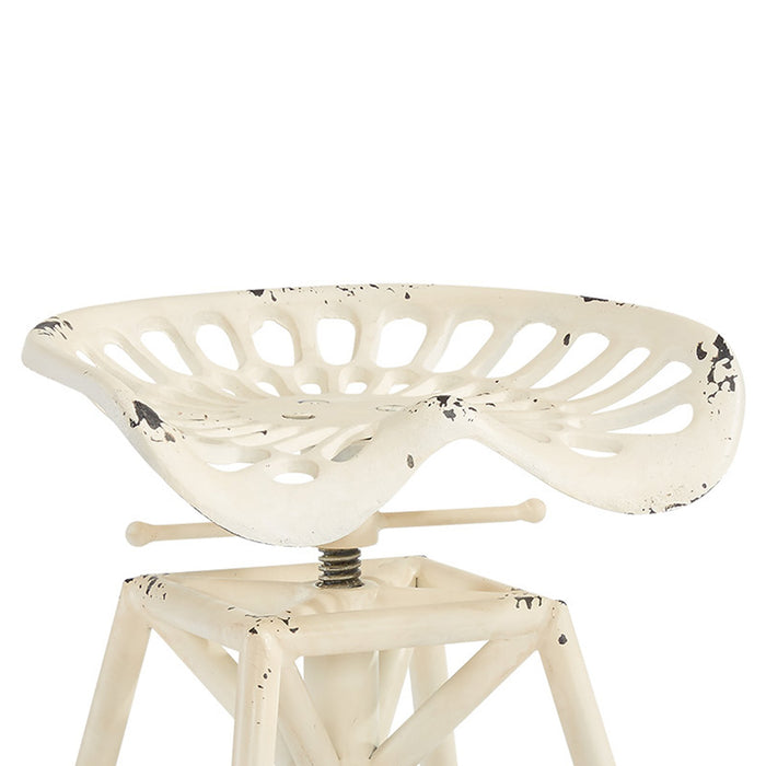 Osbourne Adjustable Industrial Metal Barstool in Antique White finish
