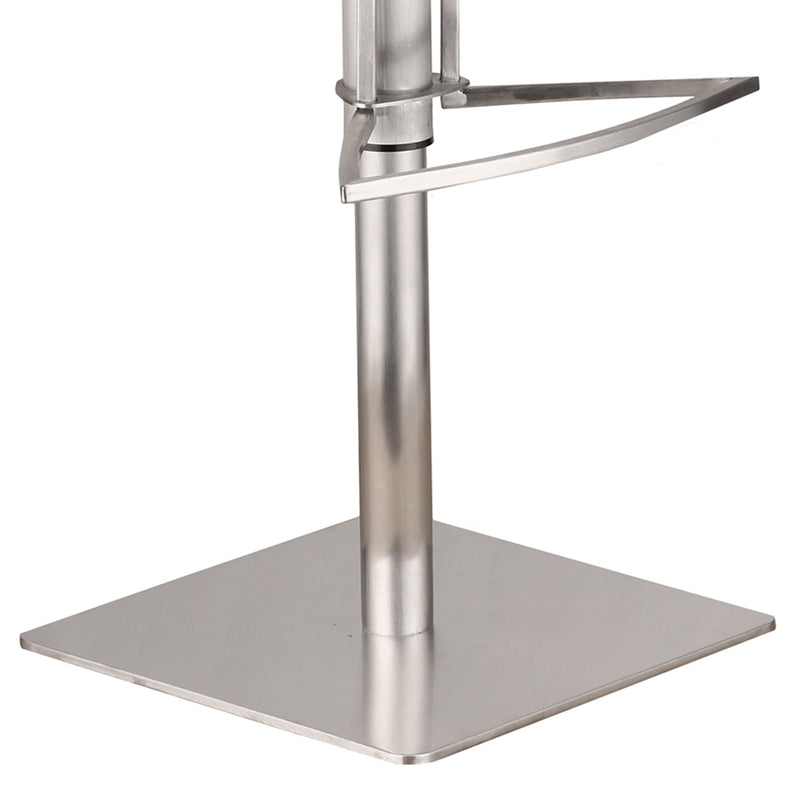 Oslo Adjustable Brushed Stainless Steel Barstool in Gray Faux Leather with Walnut Back - Furniture City (CA)l
