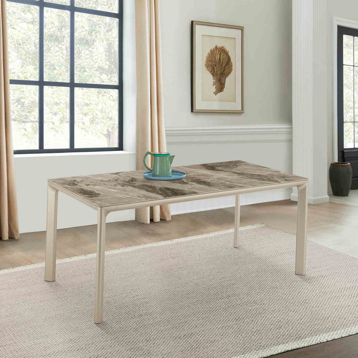 Otello Ceramic and Metal Rectangular Dining Room Table