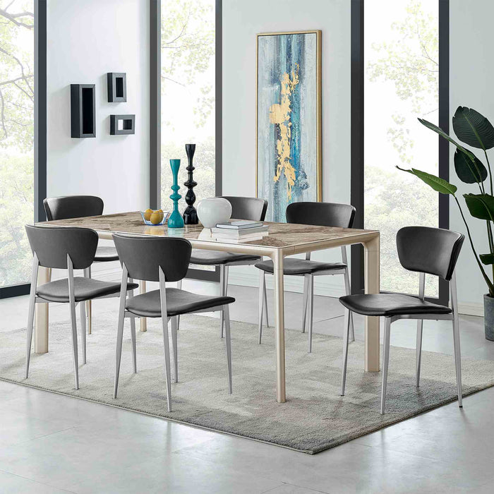Otello Ceramic and Metal Rectangular Dining Room Table