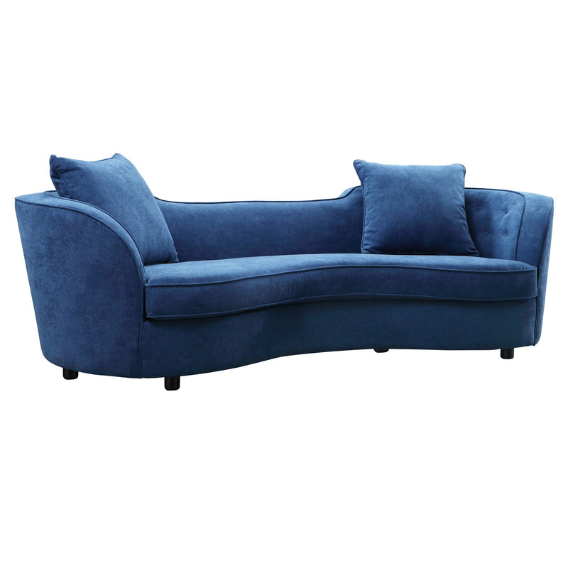 Palisade Contemporary Sofa in Blue Velvet with Brown Wood Legs - Furniture City (CA)l