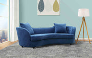 Palisade Contemporary Sofa in Blue Velvet with Brown Wood Legs - Furniture City (CA)l