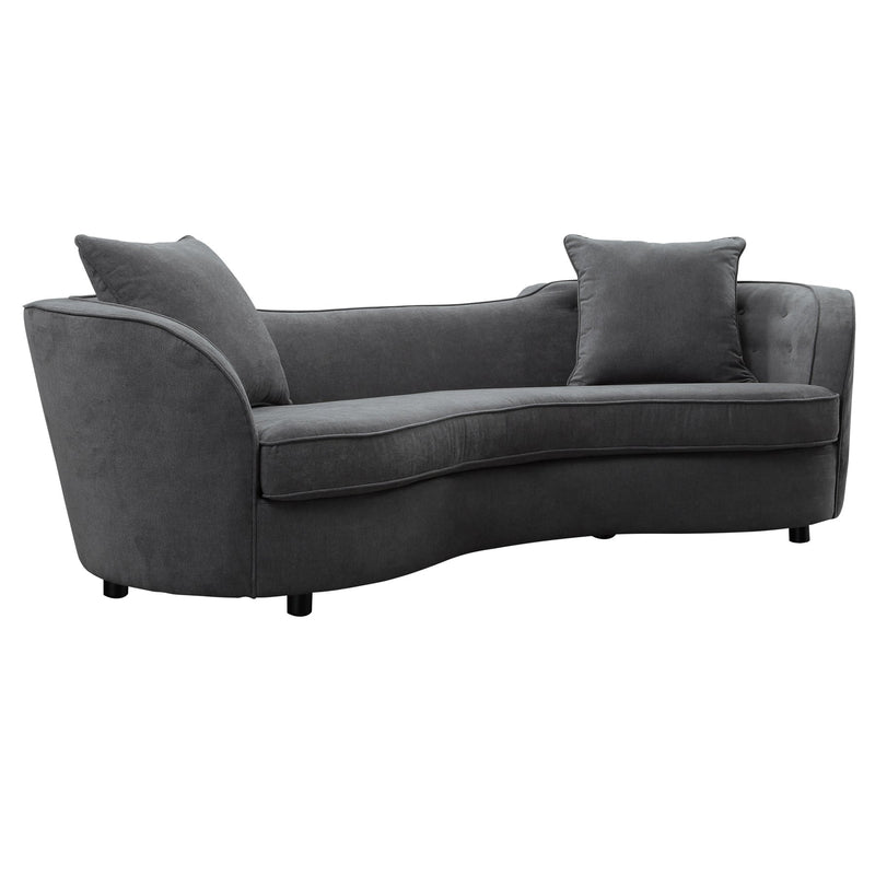 Palisade Contemporary Sofa in Gray Velvet with Brown Wood Legs - Furniture City (CA)l