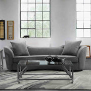 Palisade Contemporary Sofa in Gray Velvet with Brown Wood Legs - Furniture City (CA)l