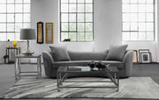 Palisade Contemporary Sofa in Gray Velvet with Brown Wood Legs - Furniture City (CA)l