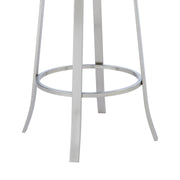 Pia Contemporary 30" Bar Height Barstool in Brushed Stainless Steel Finish and Gray Faux Leather - Furniture City (CA)l