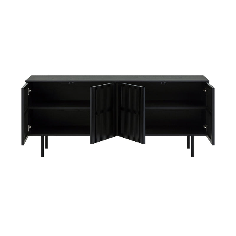 Pasadena 4 Door Wood Buffet Cabinet with Black Oak Finish - Furniture City (CA)l