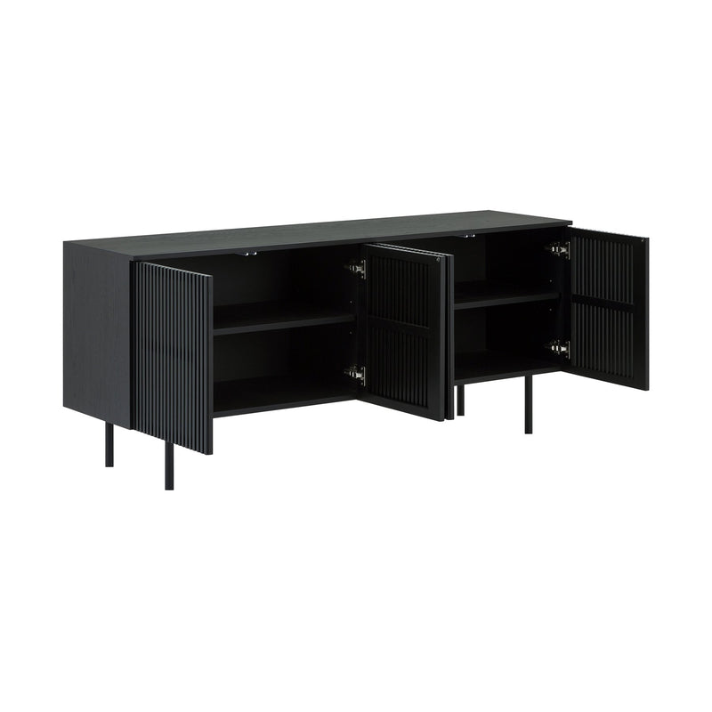 Pasadena 4 Door Wood Buffet Cabinet with Black Oak Finish - Furniture City (CA)l