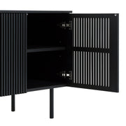 Pasadena 4 Door Wood Buffet Cabinet with Black Oak Finish - Furniture City (CA)l