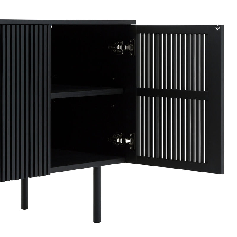 Pasadena 4 Door Wood Buffet Cabinet with Black Oak Finish - Furniture City (CA)l