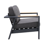 Palau Outdoor Chair in Dark Gray with Natural Teak Wood Accent and Cushions - Furniture City (CA)l