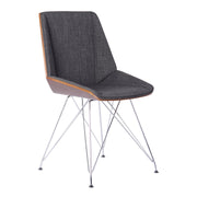 Pandora Chair in Chrome finish with Walnut wood and Charcoal Fabric - Furniture City (CA)l