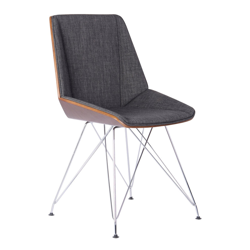 Pandora Chair in Chrome finish with Walnut wood and Charcoal Fabric - Furniture City (CA)l