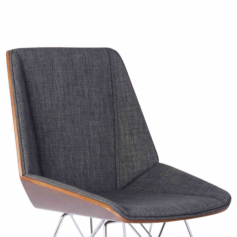 Pandora Chair in Chrome finish with Walnut wood and Charcoal Fabric - Furniture City (CA)l