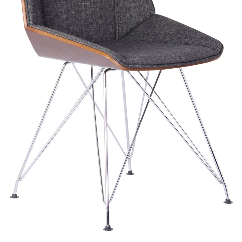 Pandora Chair in Chrome finish with Walnut wood and Charcoal Fabric - Furniture City (CA)l