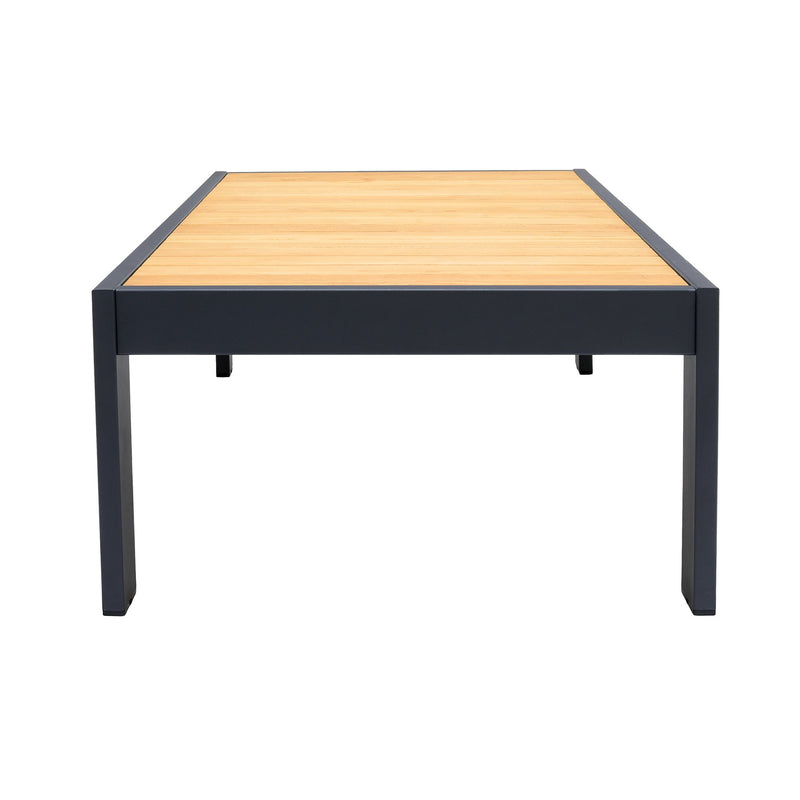 Palau Outdoor Coffee Table in Dark Gray with Natural Teak Wood Top - Furniture City (CA)l