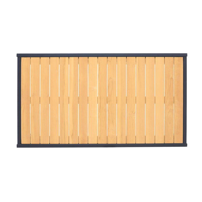 Palau Outdoor Coffee Table in Dark Gray with Natural Teak Wood Top