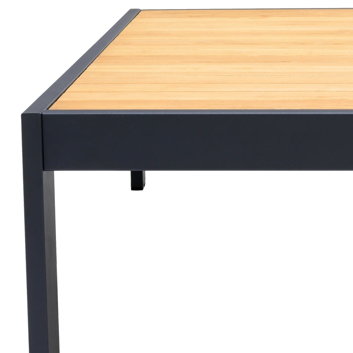 Palau Outdoor Coffee Table in Dark Gray with Natural Teak Wood Top