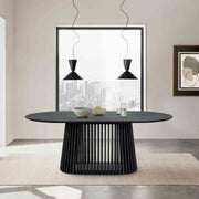 Pasadena 79" Wood Oval Dining Table in Black Oak Finish - Furniture City (CA)l