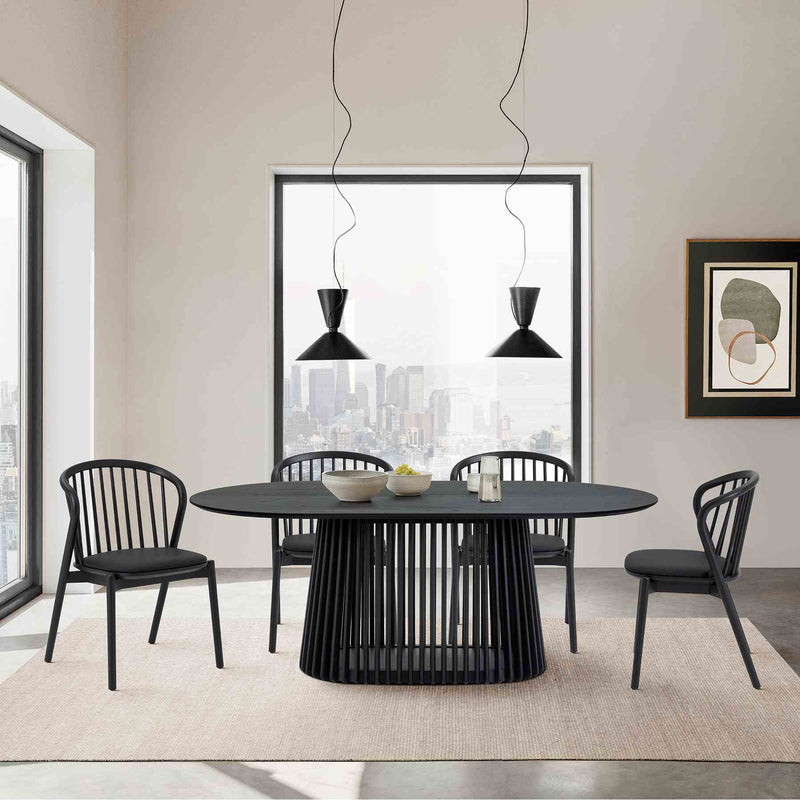 Pasadena 79" Wood Oval Dining Table in Black Oak Finish - Furniture City (CA)l