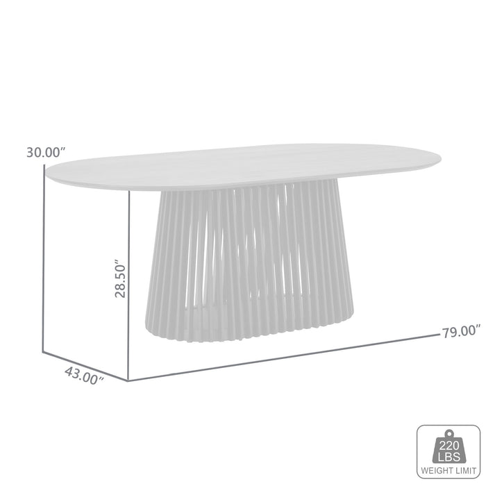 Pasadena 79" Wood Oval Dining Table in Natural Oak Finish