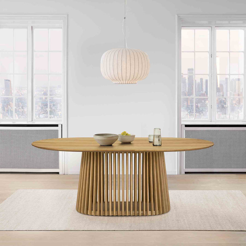 Pasadena 79" Wood Oval Dining Table in Natural Oak Finish - Furniture City (CA)l