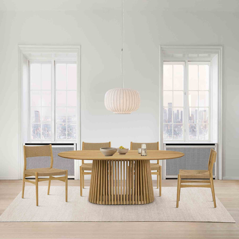 Pasadena 79" Wood Oval Dining Table in Natural Oak Finish - Furniture City (CA)l