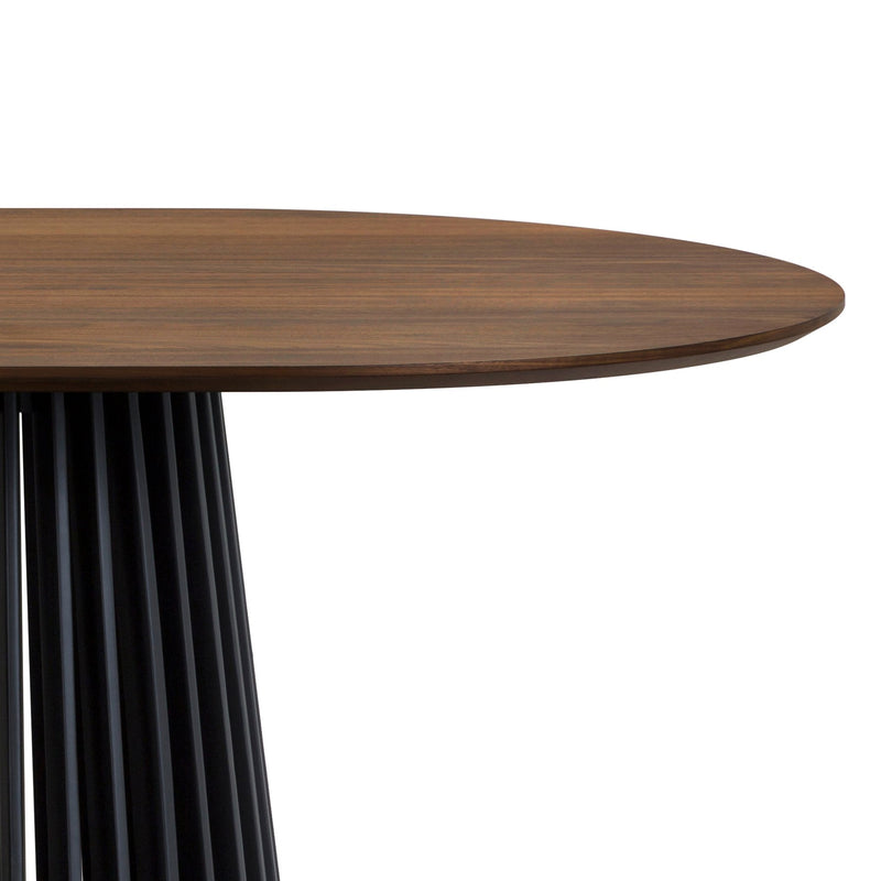 Pasadena 79" Wood Oval Dining Table with Walnut Finish and Black Base - Furniture City (CA)l