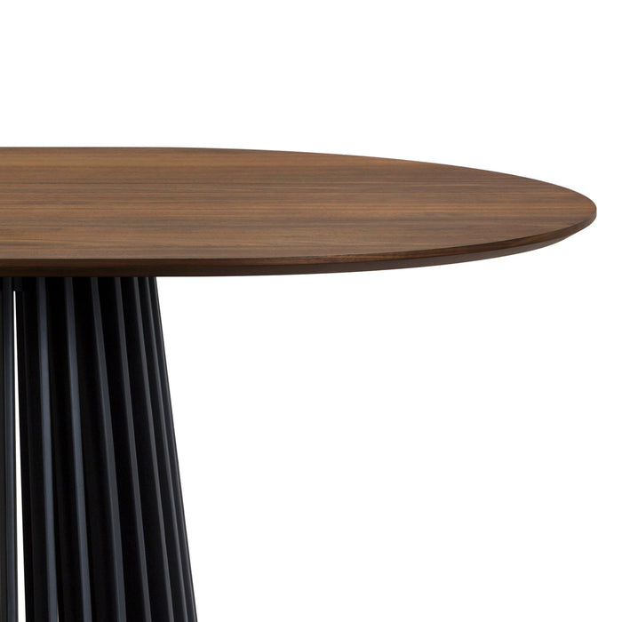 Pasadena 79" Wood Oval Dining Table with Walnut Finish and Black Base