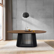 Pasadena 79" Wood Oval Dining Table with Walnut Finish and Black Base - Furniture City (CA)l