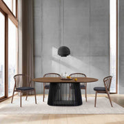 Pasadena 79" Wood Oval Dining Table with Walnut Finish and Black Base - Furniture City (CA)l