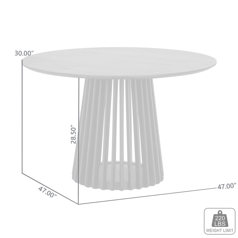 Pasadena 47" Wood Round Dining Table in Black Oak Finish - Furniture City (CA)l