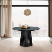 Pasadena 47" Wood Round Dining Table in Black Oak Finish - Furniture City (CA)l