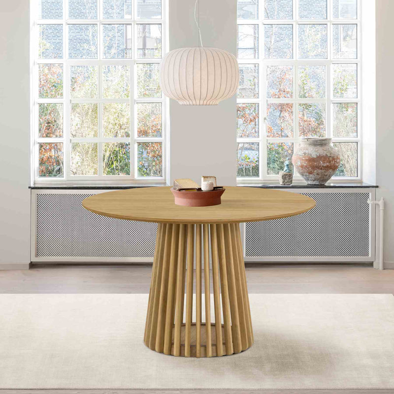 Pasadena 47" Wood Round Dining Table in Natural Oak Finish - Furniture City (CA)l