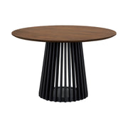Pasadena 47" Wood Round Dining Table with Walnut Finish and Black Base - Furniture City (CA)l