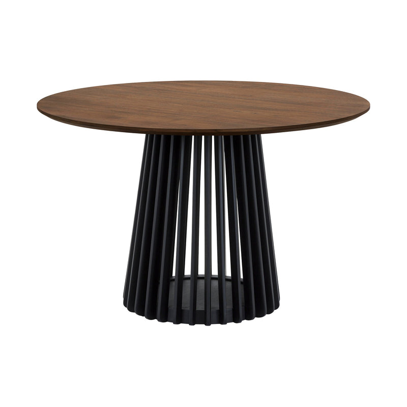 Pasadena 47" Wood Round Dining Table with Walnut Finish and Black Base - Furniture City (CA)l
