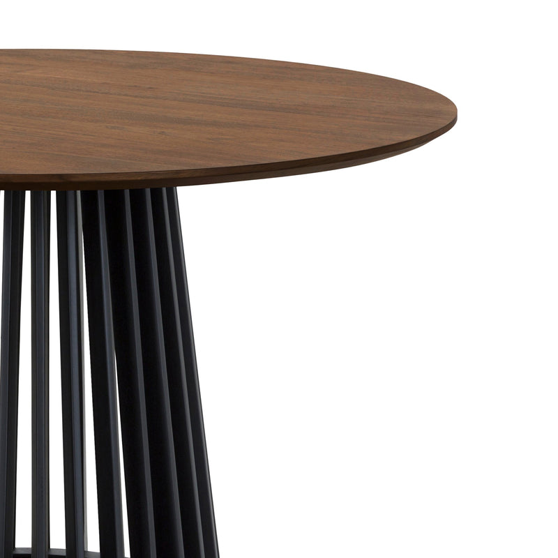 Pasadena 47" Wood Round Dining Table with Walnut Finish and Black Base - Furniture City (CA)l
